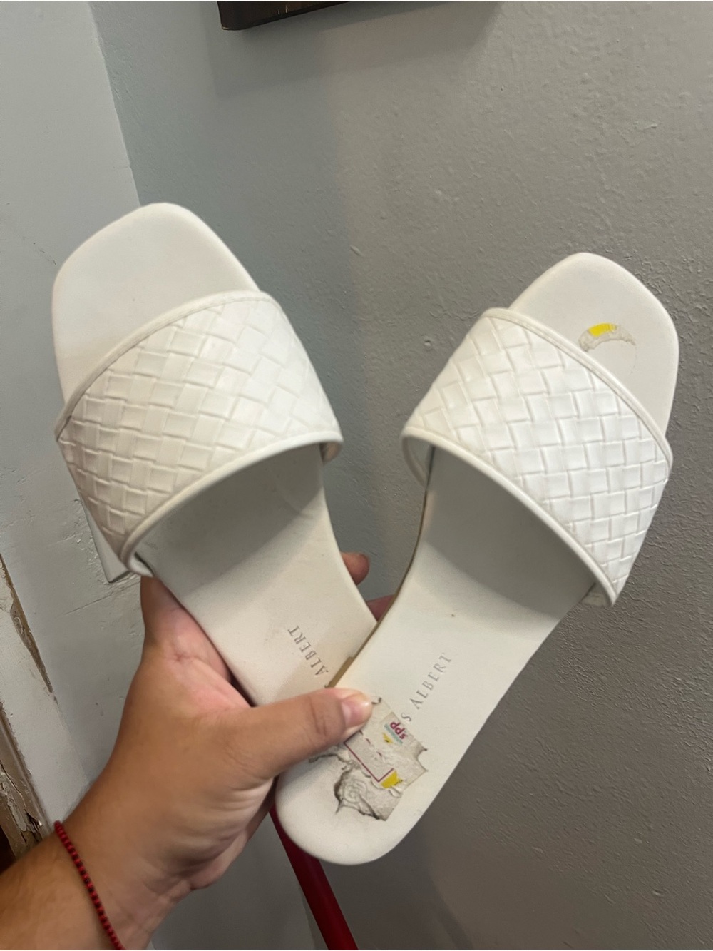 White Woven Slide Sandals - Women
